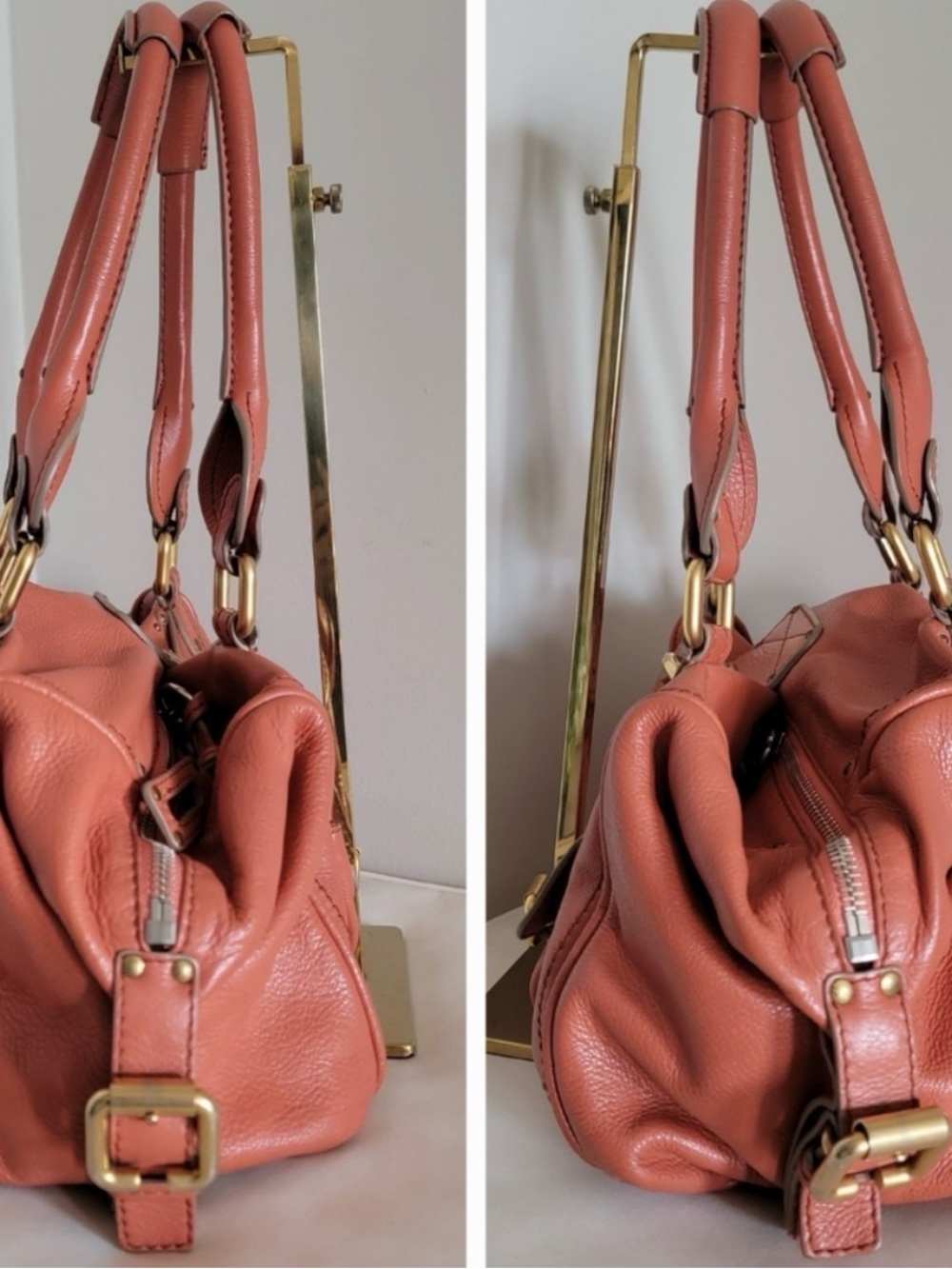 RARE Authentic Chloe Paddington coral Satchel bag with padlock - Picture 5 of 15
